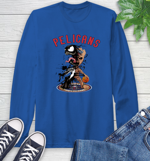 NBA New Orleans Pelicans Basketball Venom Groot Guardians Of The Galaxy Long Sleeve T-Shirt 9