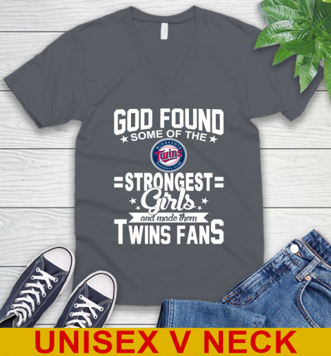 Minnesota Twins MLB Baseball God Found Some Of The Strongest Girls Adoring Fans V-Neck T-Shirt 4