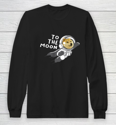 Dogecoin to the Moon Shirt Hodl Doge Coin Crypto Currency Long Sleeve T-Shirt