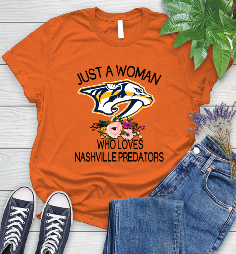 NHL Just A Woman Who Loves Nashville Predators Hockey Sports Women's T-Shirt 2