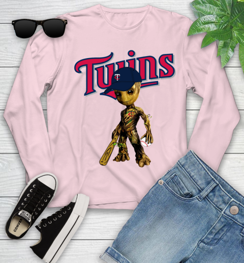 MLB Minnesota Twins Groot Guardians Of The Galaxy Baseball Youth Long Sleeve 10