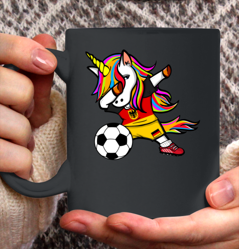 Funny Dabbing Unicorn Germany Football German Flag Soccer Ceramic Mug 11oz