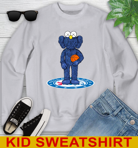 NBA Basketball Philadelphia 76ers Kaws Bff Blue Figure Shirt Youth Sweatshirt 4