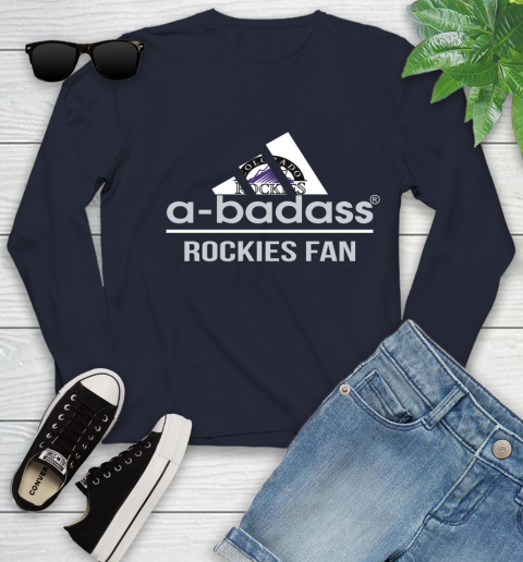 MLB A Badass Colorado Rockies Fan Adidas Baseball Sports Youth Long Sleeve - Image 3