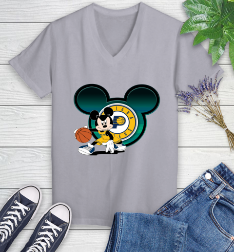 NBA Indiana Pacers Mickey Mouse Disney Basketball Women's V-Neck T-Shirt 4