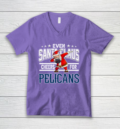 New Orleans Pelicans Even Santa Claus Cheers For Christmas NBA V-Neck T-Shirt 8
