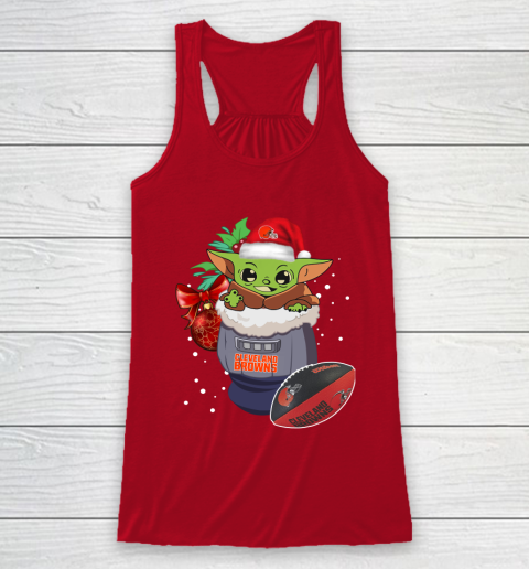Cleveland Browns Christmas Baby Yoda Star Wars Funny Happy NFL Racerback Tank 5