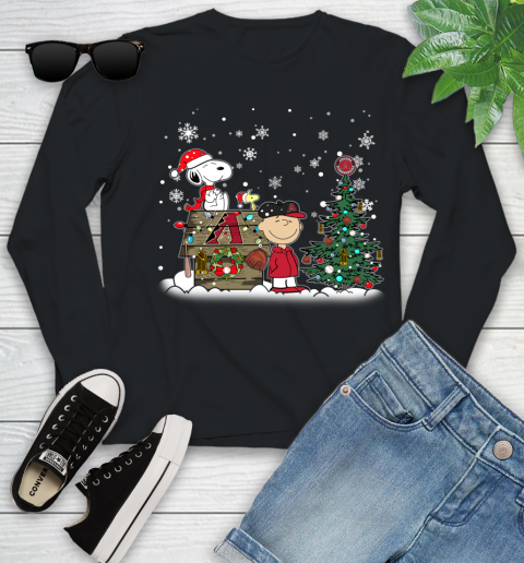 MLB Arizona Diamondbacks Snoopy Charlie Brown Christmas Baseball Commissioner's Trophy Youth Long Sleeve