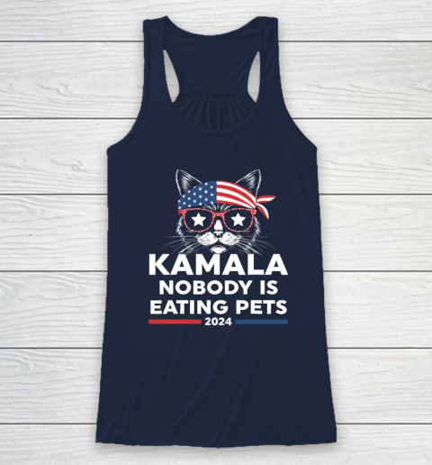 Harris Walz 2024  Nobody Is Eating Pets Racerback Tank 5