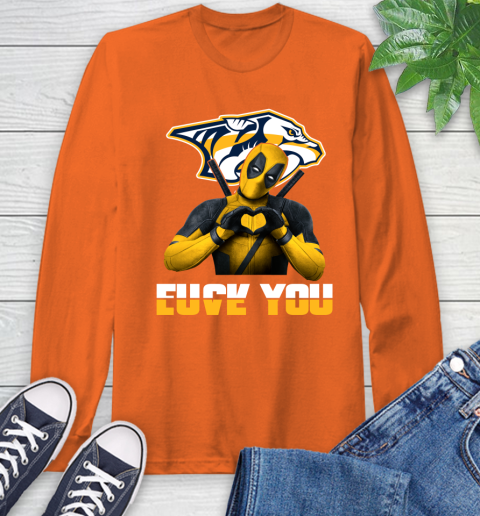 NHL Nashville Predators Deadpool Love You Fuck You Hockey Sports Long Sleeve T-Shirt 4