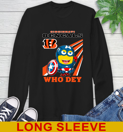 NFL Football Cincinnati Bengals Captain America Marvel Avengers Minion Shirt Long Sleeve T-Shirt