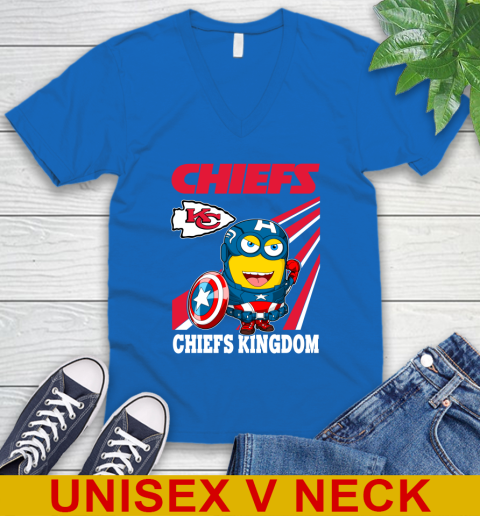 NFL Football Kansas City Chiefs Captain America Marvel Avengers Minion Shirt V-Neck T-Shirt 5