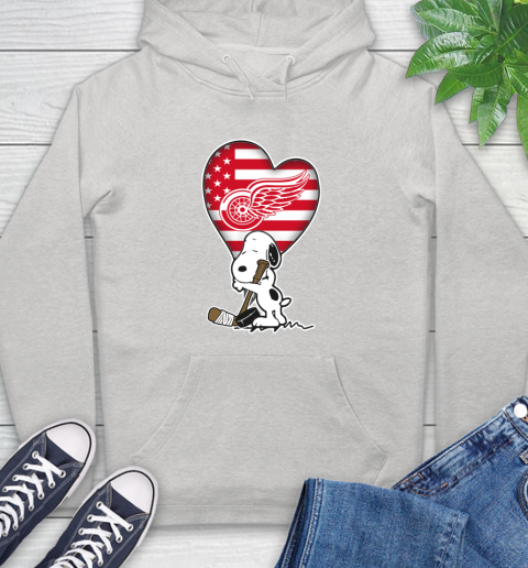Detroit Red Wings NHL Hockey The Peanuts Movie Adorable Snoopy Hoodie