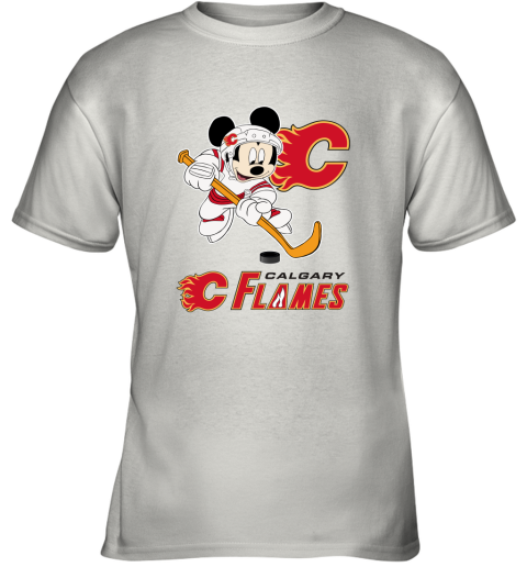 NHL Hockey Mickey Mouse Team Calagary Flames Youth T-Shirt