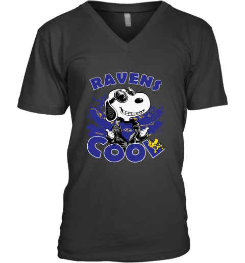 Baltimore Ravens Snoopy Joe Cool We're Awesome V-Neck T-Shirt