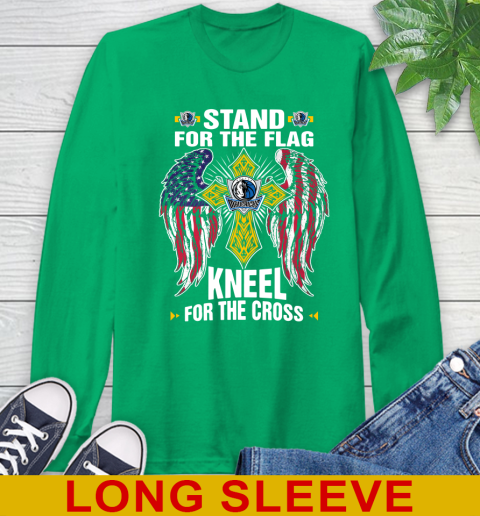 NBA Basketball Dallas Mavericks Stand For Flag Kneel For The Cross Shirt Long Sleeve T-Shirt - Image 9