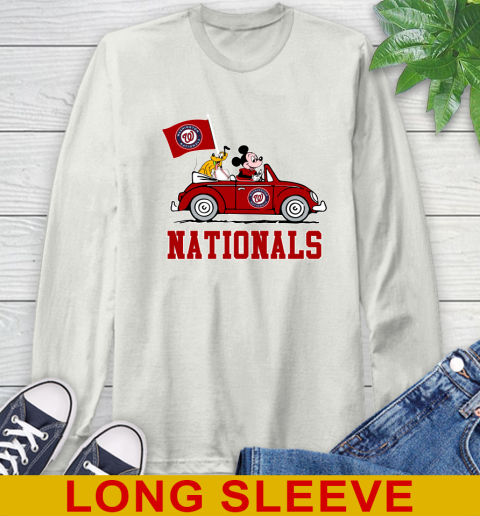 MLB Baseball Washington Nationals Pluto Mickey Driving Disney Shirt Long Sleeve T-Shirt 12