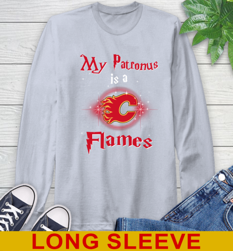 NHL Hockey Harry Potter My Patronus Is A Calgary Flames Long Sleeve T-Shirt 6