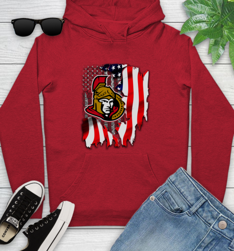 Ottawa Senators NHL Hockey American Flag Youth Hoodie 12