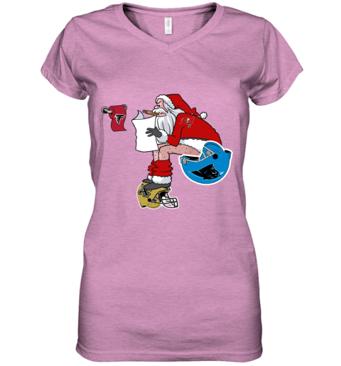 pggv santa claus tampa bay buccaneers shit on other teams christmas women v neck t shirt 39 front heather radiant orchid