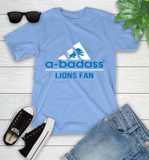 NFL A Badass Detroit Lions Fan Adidas Football Sports Youth T Shirt Tee For Sports