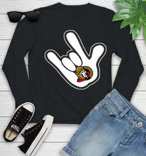 Ottawa Senators NHL Hockey Mickey Rock Hand Disney Youth Long Sleeve 2