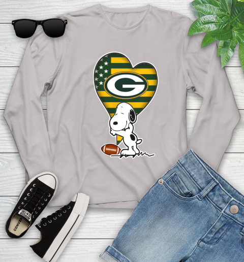 Green Bay Packers NFL Football The Peanuts Movie Adorable Snoopy Youth Long Sleeve 12