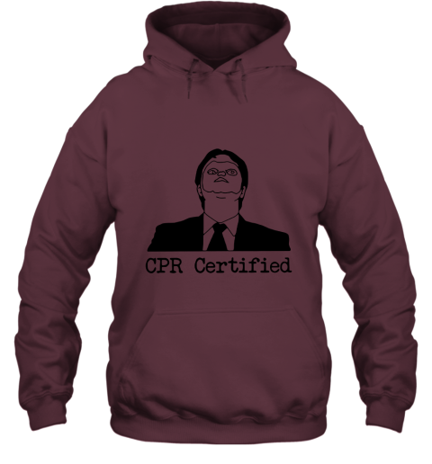rwvb first aid fail cpr certified the office hoodie 23 front maroon