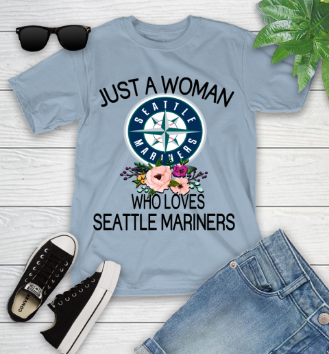 MLB Just A Woman Who Loves Seattle Mariners Baseball Sports Youth T-Shirt 6