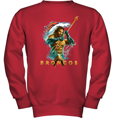 NFL Denver Broncos Aquaman DC Football Sports 0DXWAPAknKw youth sweatshirt 47 95 151514 front red