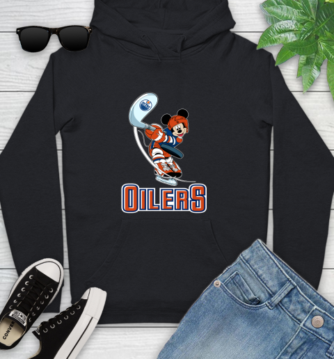 NHL Hockey Edmonton Oilers Cheerful Mickey Mouse Shirt Youth Hoodie