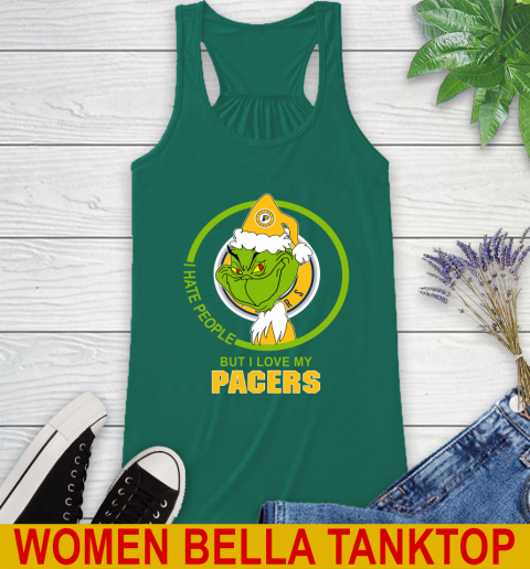 Indiana Pacers NBA Christmas Grinch I Hate People But I Love My Favorite Basketball Team Racerback Tank 7
