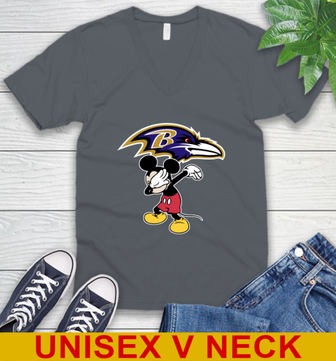 Baltimore Ravens NFL Football Dabbing Mickey Disney Sports V-Neck T-Shirt 5