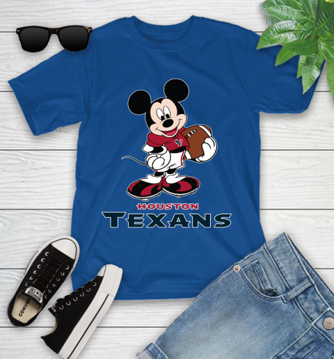 NFL Football Houston Texans Cheerful Mickey Mouse Shirt Youth T-Shirt 9