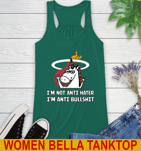 Miami Heat NBA Basketball Unicorn I'm Not Anti Hater I'm Anti Bullshit Racerback Tank 7