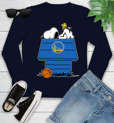 Golden State Warriors NBA Basketball Snoopy Woodstock The Peanuts Movie Youth Long Sleeve 3