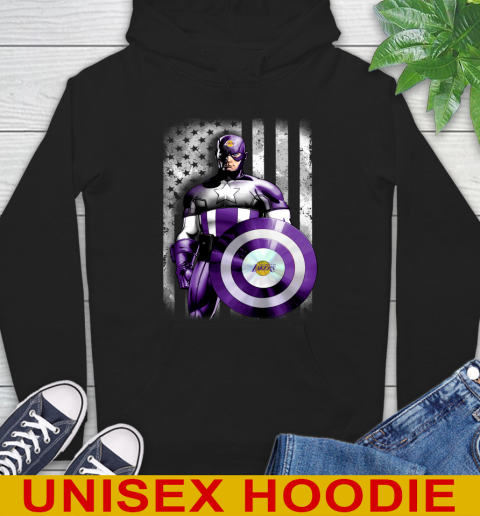 Los Angeles Lakers NBA Basketball Captain America Marvel Avengers American Flag Shirt Hoodie