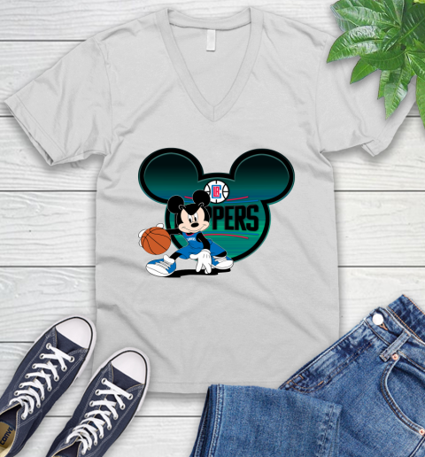 NBA LA Clippers Mickey Mouse Disney Basketball V-Neck T-Shirt