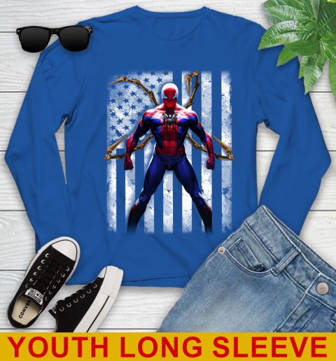 MLB Baseball New York Yankees Spider Man Avengers Marvel American Flag Shirt Youth Long Sleeve 10