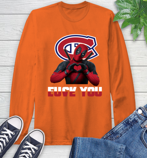 NHL Montreal Canadiens Deadpool Love You Fuck You Hockey Sports Long Sleeve T-Shirt 4