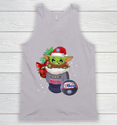 Philadelphia 76ers Christmas Baby Yoda Star Wars Funny Happy NBA Tank Top 4