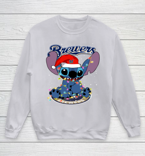 Milwaukee Brewers MLB noel stitch Baseball Christmas Youth Sweatshirt 2
