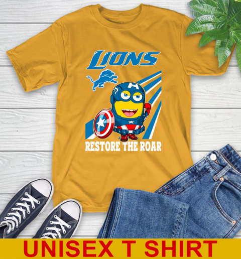 NFL Football Detroit Lions Captain America Marvel Avengers Minion Shirt T-Shirt 2