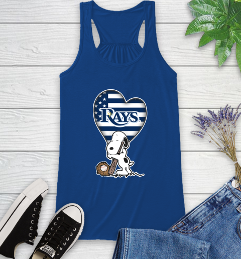 Tampa Bay Rays MLB Baseball The Peanuts Movie Adorable Snoopy Racerback Tank 9