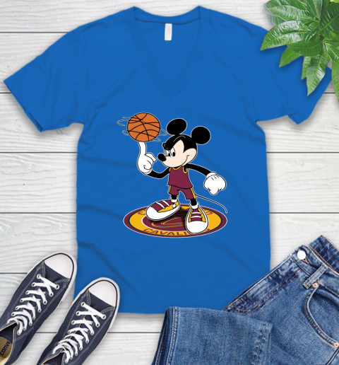 NBA Basketball Cleveland Cavaliers Cheerful Mickey Disney Shirt V-Neck T-Shirt 6