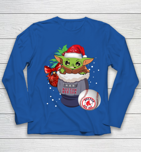 Boston Red Sox Christmas Baby Yoda Star Wars Funny Happy MLB Youth Long Sleeve 9