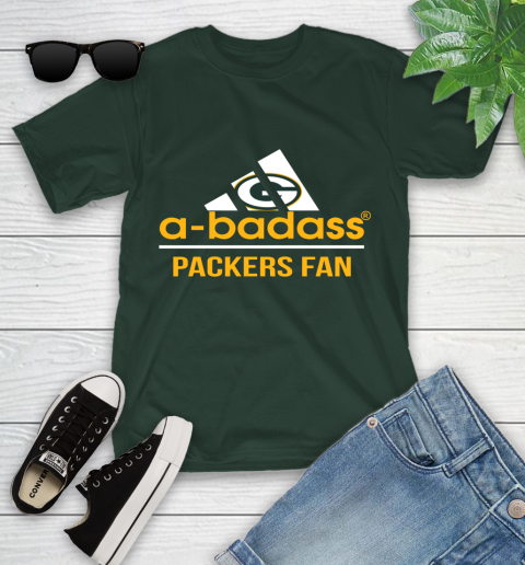 NFL A Badass Green Bay Packers Fan Adidas Football Sports Youth T-Shirt 5