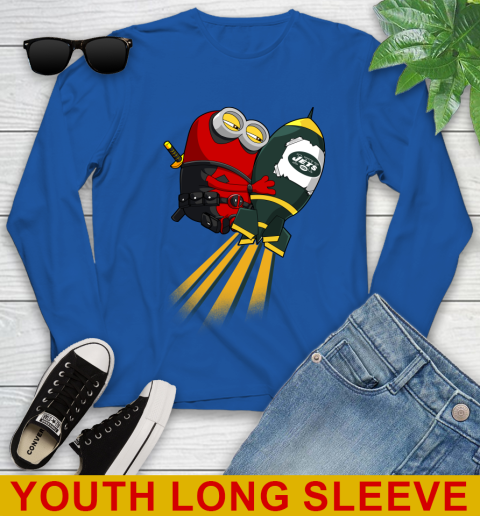 NFL Football New York Jets Deadpool Minion Marvel Shirt Youth Long Sleeve 10