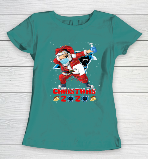 Carolina Panthers Funny Santa Claus Dabbing Christmas 2020 NFL Women's T-Shirt 10