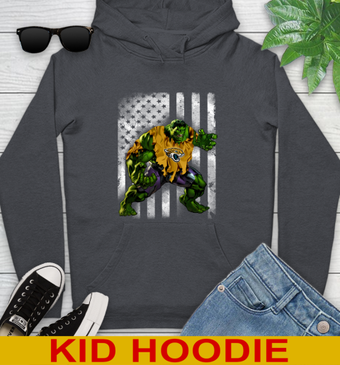 Jacksonville Jaguars Hulk Marvel Avengers NFL Football American Flag Youth Hoodie 9